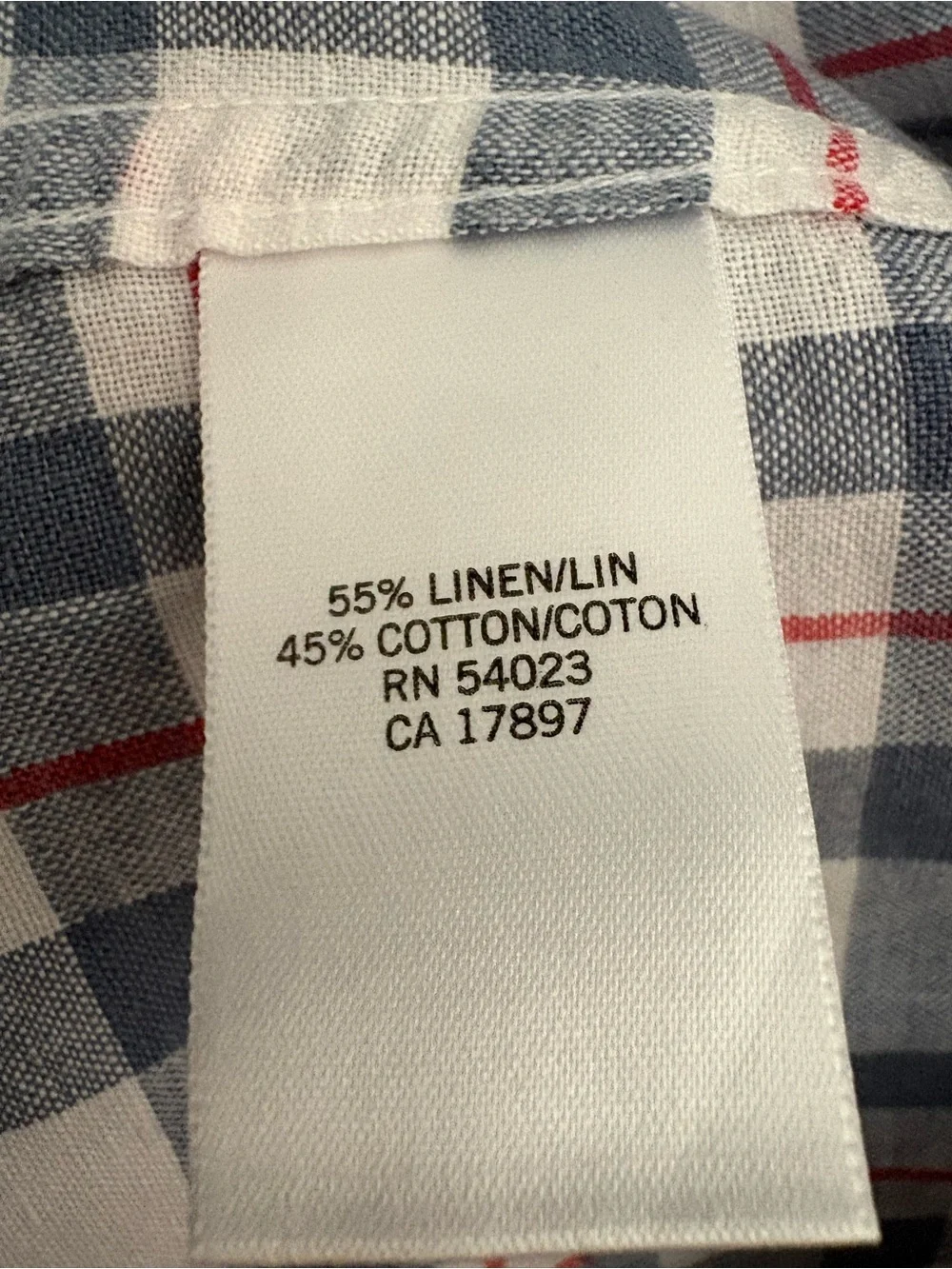 Banana Republic Linen Blend Men's Blue, White,Red Plaid Button-Down Shirt Size L